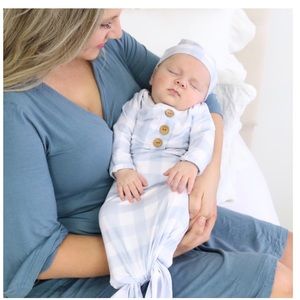 Caden Lane Dusty Blue Gingham Set